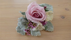 corsage with dusty miller